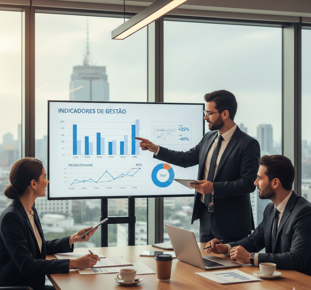 Consultores analisando processos e relatórios